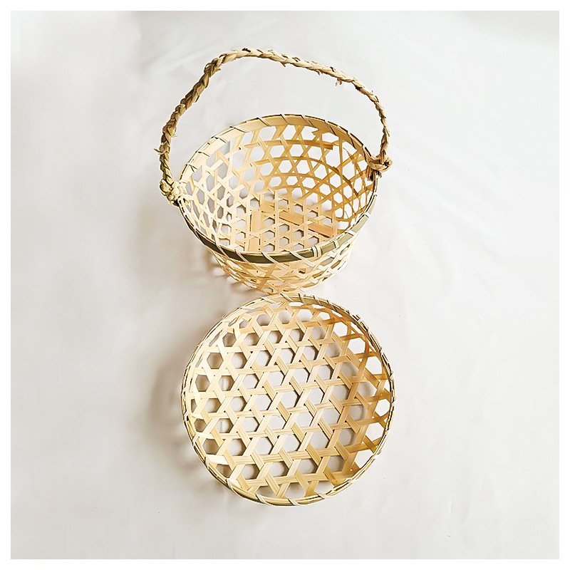 Handmade Bamboo Egg Basket Hollow Bamboo Basket Hairy Crab Tea Walnut Native Product Packaging New Year Goods Hand Basket
