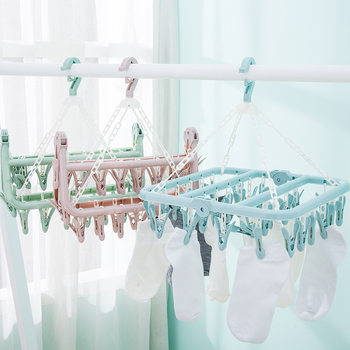 Creative plastic hanger multi-head 32 clip folding drying rack clip underwear socks clip drying clip windproof drying rack