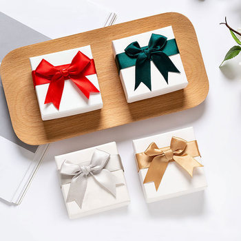 Jewelry Box Bow Ribbon Packaging Box Ring Necklace Pendant Earrings Paper Jewelry Box Gift Box Wholesale