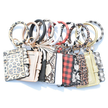 2025 Cross-Border New Leopard Print Pu Leather Tassel Bracelet Keychain Women's Coin Purse Card Bag Clutch Bag Document Bag