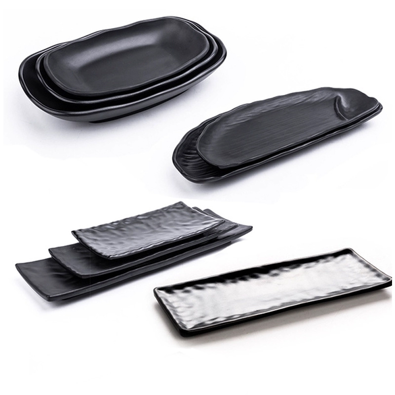 Five Millio Black Frosted Japanese-style Rice-on-water Barbecue Dish Sushi Snack Dish Amine Porcelain Tableware Shallow Flat Round Dish