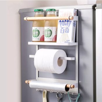 Factory a generation of magnetic refrigerator rack side hanging paper towel rack kitchen rack seasonings bottle storage rack iron