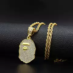 Cross-border hip-hop necklace chris Brown with diamond-encrusted ape head bape necklace hiphop men's and women's jewelry