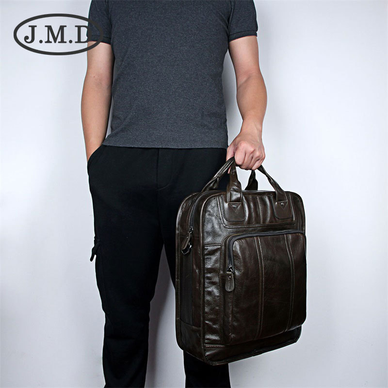 Ba lô da thật cổ điển nam đa năng 15.6 inch kèm quai đeo chéo — Màu cà phê đậm, Màu xám