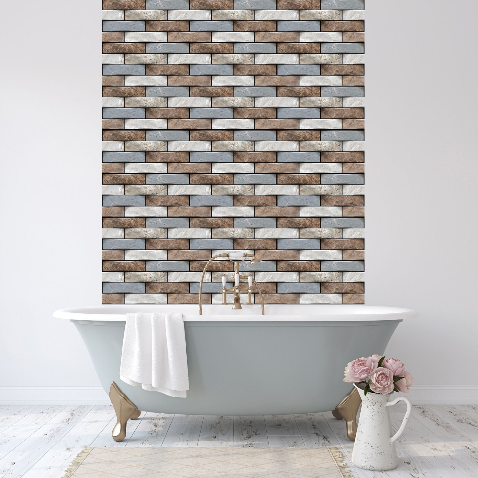 现货批发3d立体防水隔热吸音背景墙墙贴自粘墙纸厂家批发