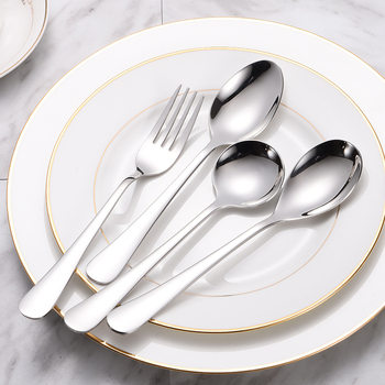 Cross-Border Hot Selling Amazon Stainless Steel Tableware 24-Piece Set 1010 Series Soup Spoon Dessert Spoon Hotel Supplies