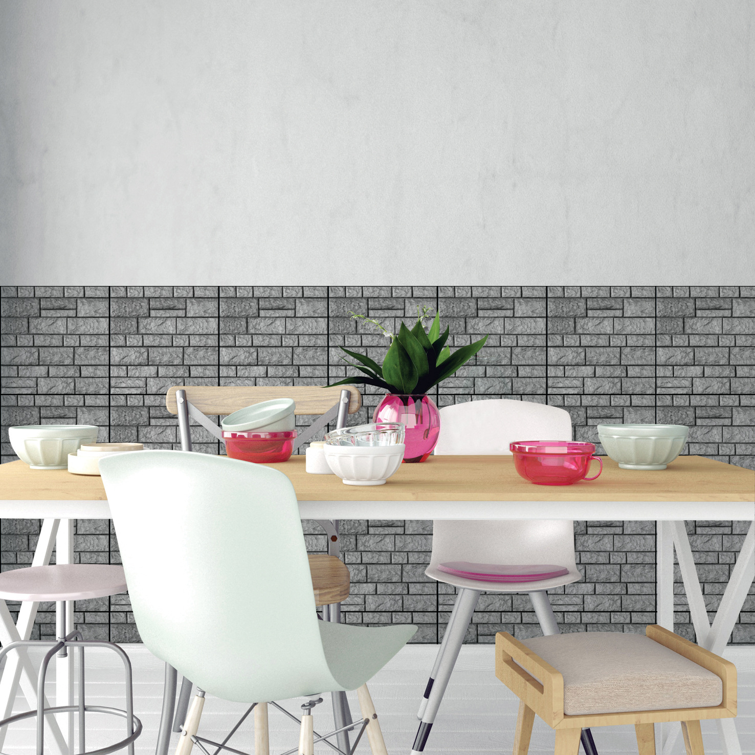 现货批发3d立体防水隔热吸音背景墙墙贴自粘墙纸厂家批发