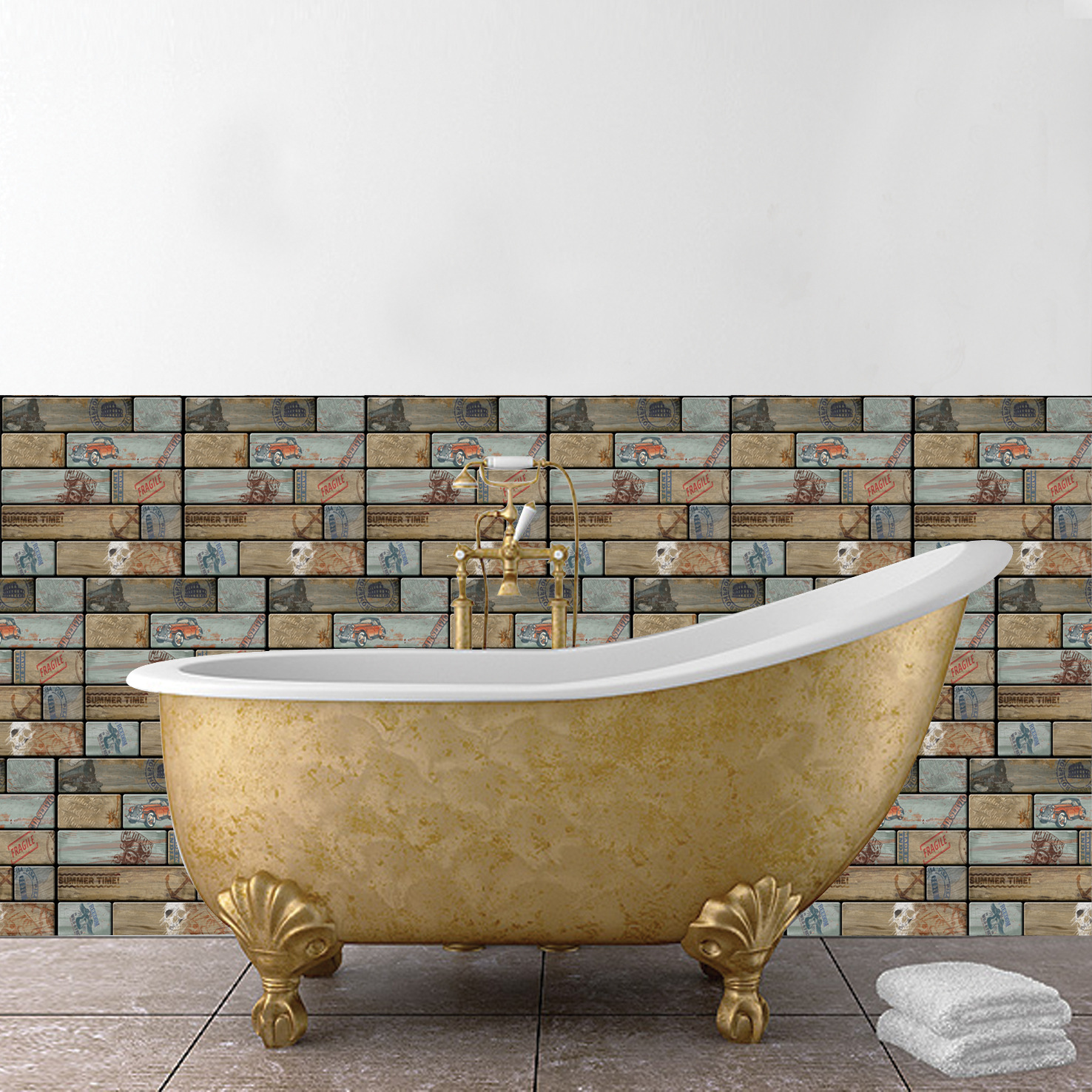 现货批发3d立体防水隔热吸音背景墙墙贴自粘墙纸厂家批发