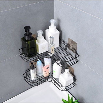Bathroom Hole-free Corner Rack Toilet Utensils Iron Storage Rack Kitchen Tripod Bathroom Corner Rack