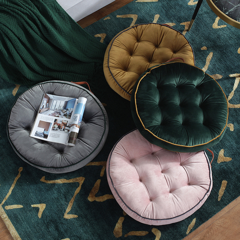 Modern Simple Japanese Style Thickened Tatami Futon Round Cushion Dutch Velvet Solid Color Bed and Breakfast Bay Window Cushion Wholesale