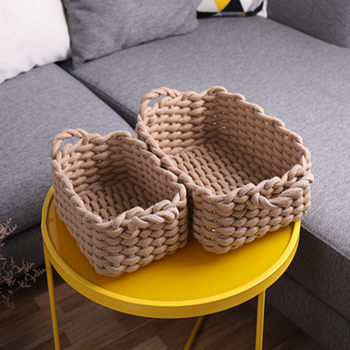 Scandinavian Style Cotton Woven Storage Basket, Simple Clothing Storage, Sundries Storage Basket, Snack Storage Basket, Cosmetics