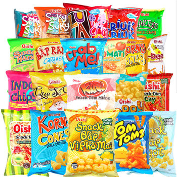 Imported Snacks Wholesale: Shrimp Chips, Curry Crab, Spicy and Sour Shrimp Chips, Tom Yum, Slightly Sour and Sweet Crab Chips, Potato Chips, Multiple Flavors