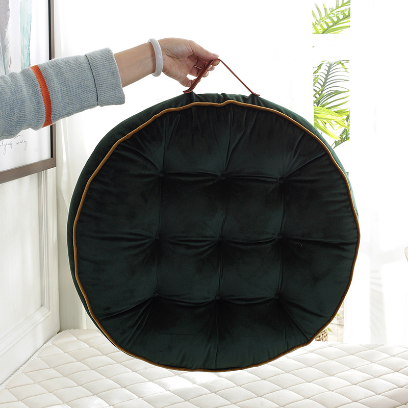 Modern Simple Japanese Style Thickened Tatami Futon Round Cushion Dutch Velvet Solid Color Bed and Breakfast Bay Window Cushion Wholesale