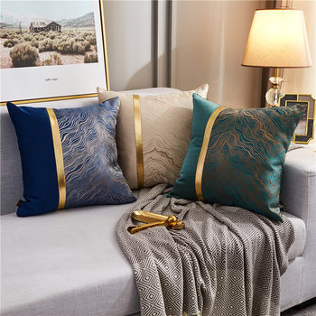 Wholesale cross-border bronzing color matching modern pillow jacquard cushion light luxury pillow American living room sofa pillowcase