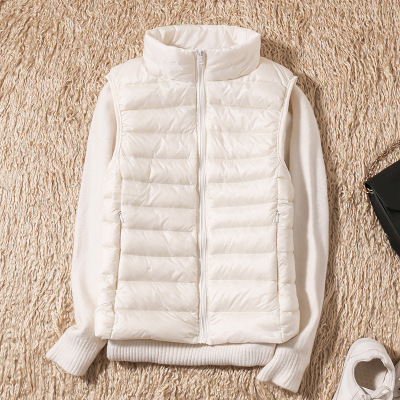 2024 Autumn and Winter New Thin Short Casual Fashion Stand Collar down Jacket Vest Women's Light down Liner