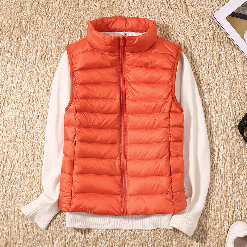 2024 Autumn and Winter New Thin Short Casual Fashion Stand Collar down Jacket Vest Women's Light down Liner