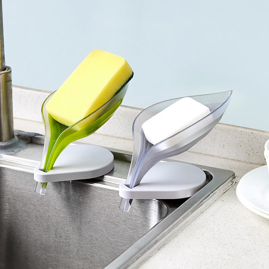 TikTok Explosions Fashion Simple Leaf-shaped Draining Soap Box Kitchen Bathroom Soap Holder with Suction Cup