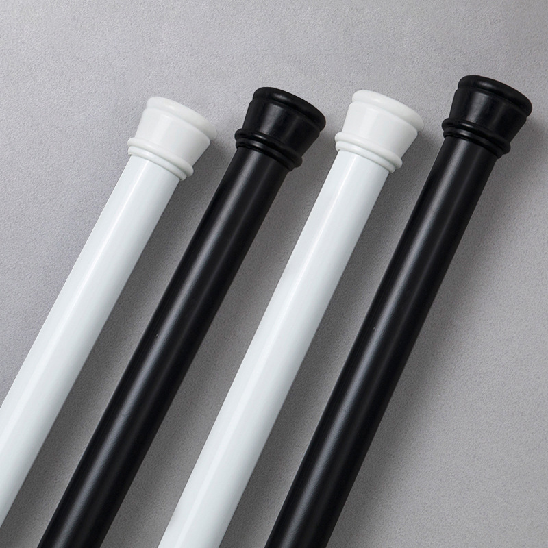 Punch-free black and white rod bathroom shower curtain rod clothes drying Rod adjustable curtain rod wardrobe strut in stock wholesale