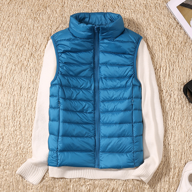 2024 Autumn and Winter New Thin Short Casual Fashion Stand Collar down Jacket Vest Women's Light down Liner