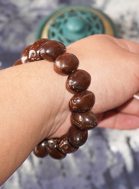 摊三眼紫金鼠手串油抛光原籽手链文玩手串紫金老鼠头手链盘玩