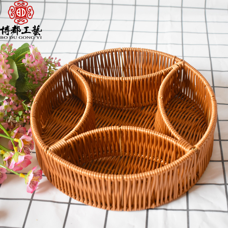 Imitation Rattan Basket Snack Split Basket Reinforced Storage Basket Bread Basket Supermarket Display Basket Snack Fruit Frame