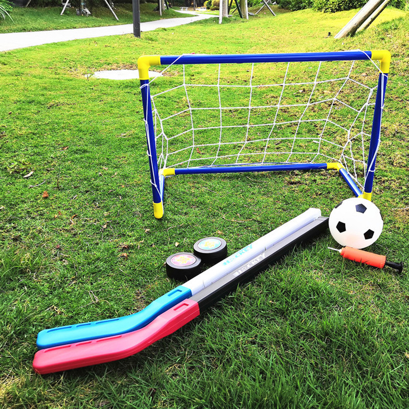 Cross-Border Children's Indoor Sports Toys Hockey Goal Set Parent-Child Game Land Ice Hockey Football Goal Set