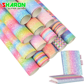 In Stock Pastel Rainbow Rainbow Sequin Glitter Powder Gradient Print for Bags, Stationery, and Shoe Materials