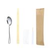 Wholesale Disposable Chopsticks Set Stainless Steel Tableware Set Takeaway Spoon Tableware Pack Disposable Tableware Set