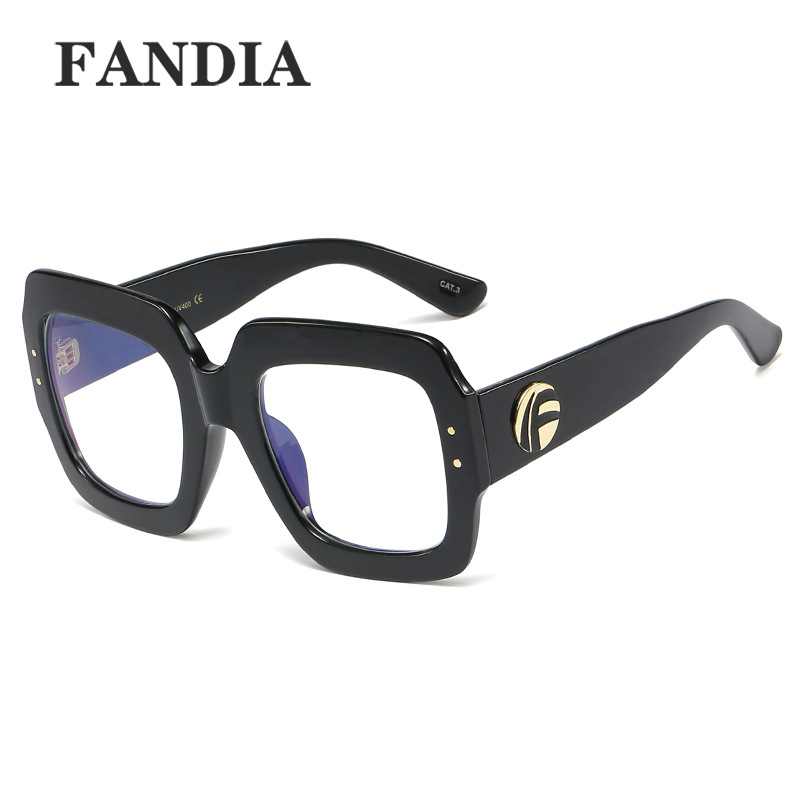 L97394 new large-frame anti-Blue-ray glasses plain-looking slim glasses frame ins trendy flat glasses for women's eyes