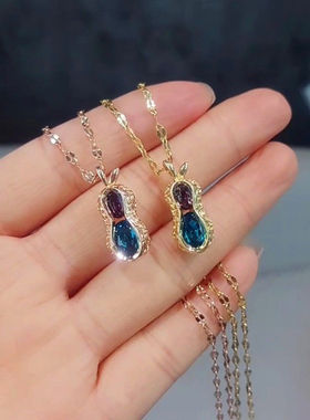 日韩项链花生水晶女简约