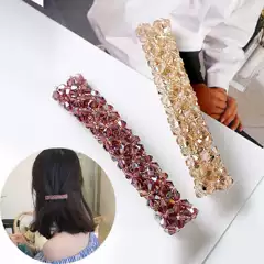 Viral Crystal Spring Clip Four-Row Rhinestone Side Hair Clip for Women - Top Snap Clip, Styling Barrette
