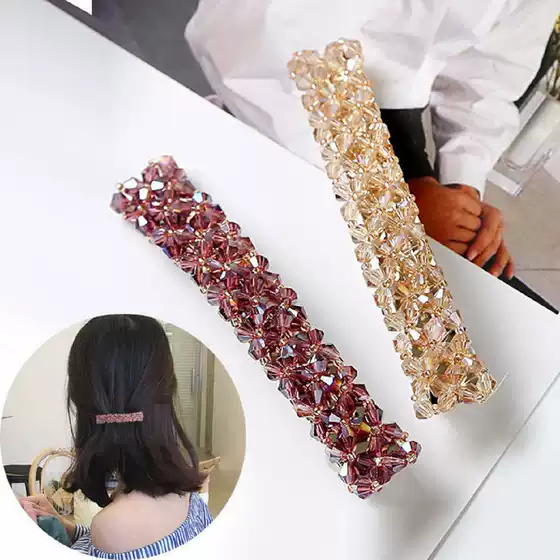 Viral Crystal Spring Clip Four-Row Rhinestone Side Hair Clip for Women - Top Snap Clip, Styling Barrette