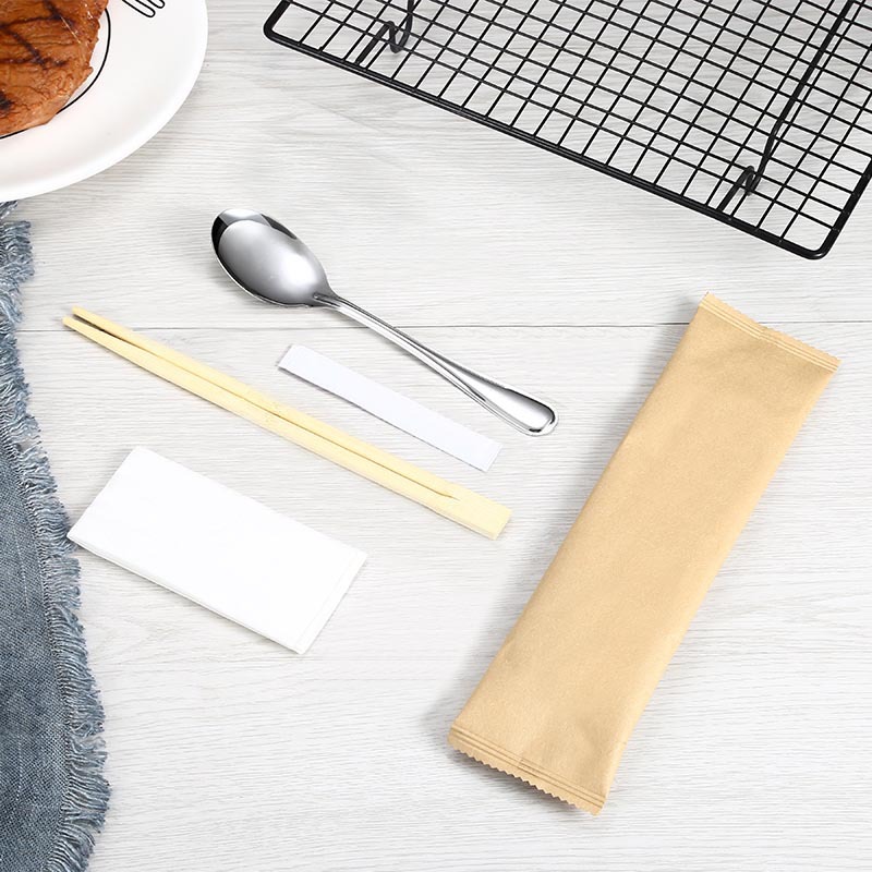 Wholesale Disposable Chopsticks Set Stainless Steel Tableware Set Takeaway Spoon Tableware Pack Disposable Tableware Set