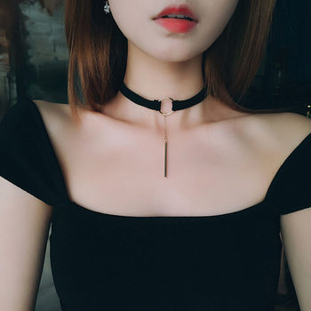 Korean Black Rope Choker Trendy Necklace for Women Collarbone Necklace Black Neck Chain Neck Accessory Neck Strap Halter