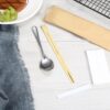 Wholesale Disposable Chopsticks Set Stainless Steel Tableware Set Takeaway Spoon Tableware Pack Disposable Tableware Set