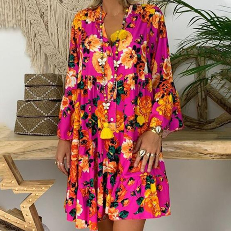 Loose Fit Floral Print V Neck Maxi Dress for Women Summer Casual Wear Available in Multiple Colors and Sizes Wholesale