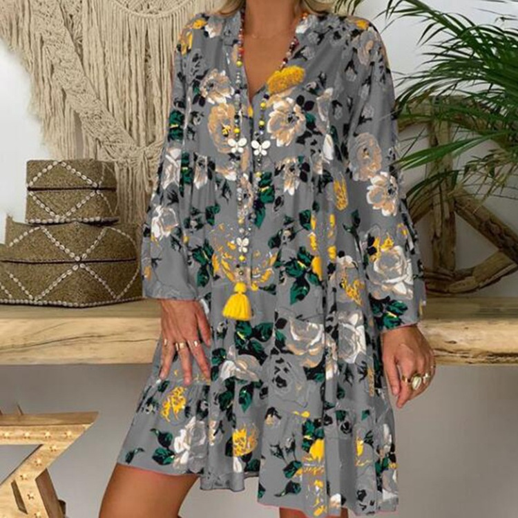 Loose Fit Floral Print V Neck Maxi Dress for Women Summer Casual Wear Available in Multiple Colors and Sizes Wholesale