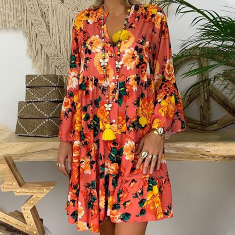 Loose Fit Floral Print V Neck Maxi Dress for Women Summer Casual Wear Available in Multiple Colors and Sizes Wholesale