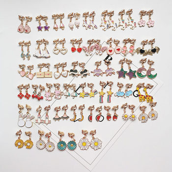 K-Style of Simple and Cute Earrings Cartoon Non-Pierced Ear Clips Fresh Student Kidsren Short Popular Same Style Earrings 2