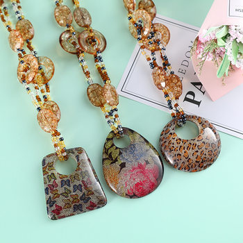 Necklace elegant long retro ethnic style sweater chain internet celebrity TikTok live cotton and linen clothing accessories artistic jewelry