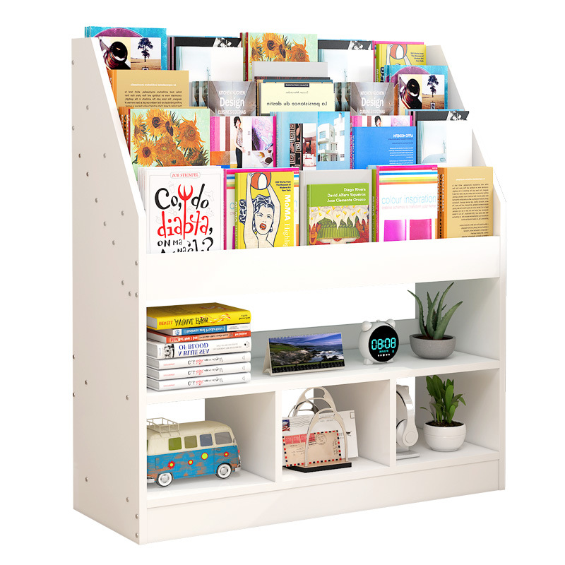 儿童木质书架绘本架落地小型书报架经济型置物架报刊架宝宝杂志架