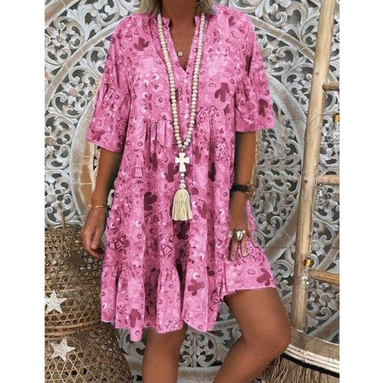 Loose Fit Floral Print V Neck Maxi Dress for Women Summer Casual Wear Available in Multiple Colors and Sizes Wholesale