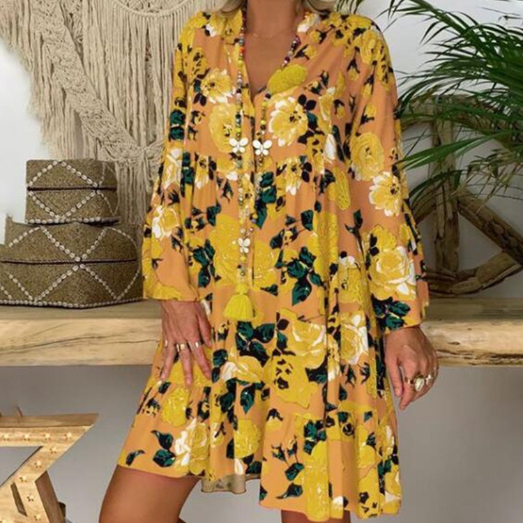 Loose Fit Floral Print V Neck Maxi Dress for Women Summer Casual Wear Available in Multiple Colors and Sizes Wholesale