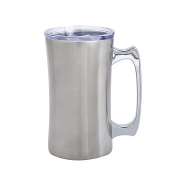 Double-layer stainless steel draft beer cup full 304 stainless steel zinc alloy handle European and American vintage beer cup 600ml vacuum