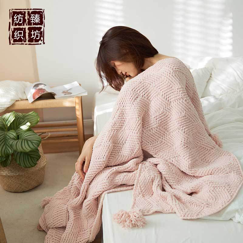 Nordic Simple Handmade Tassel Knitted Blanket Air Conditioning Sofa Blanket Home Soft Accessories Photo Props