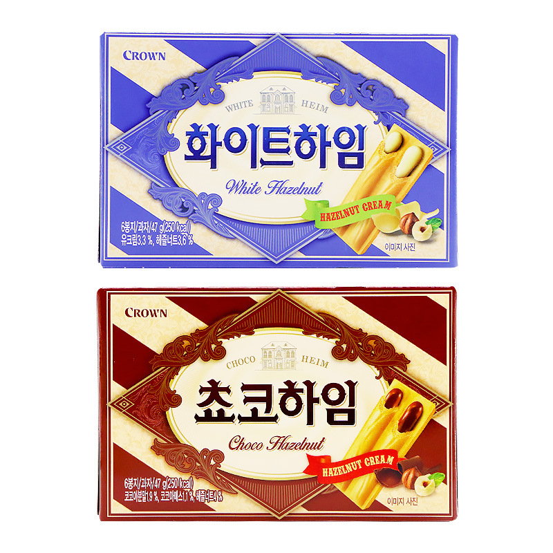 Korean Imported Food: Kelian Cream Chocolate Hazelnut Wafer Biscuits 47g, Popular Snack with Filling