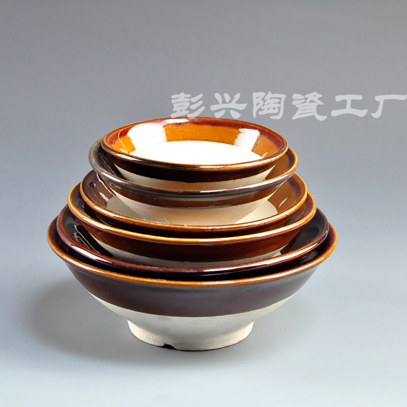 Earthen Pottery Old-Fashioned Farmhouse Bowl Steam Buckle Bowl Hot Pot Oil Dish Side Dish Dish Burning White Wine Bowl Dipping Dish Restaurant Hot Pot Restaurant