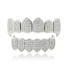 Hip-hop braces canine copper micro-inlaid gold teeth decorative teeth grill cross-border European and American hiphop grillz cross-border