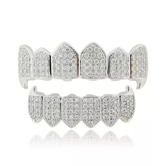 Hip-hop braces canine copper micro-inlaid gold teeth decorative teeth grill cross-border European and American hiphop grillz cross-border