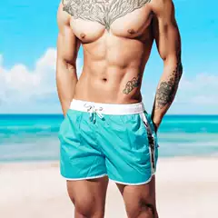 Cross border new product desiit beach pants men's loose quick drying running fitness three part swimming trunks S7067